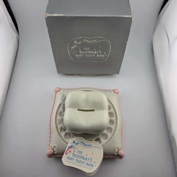 Vintage The Perfect Present The Toothfairy's Baby Tooth Bank Pink White for Kids - Picture 2 of 9